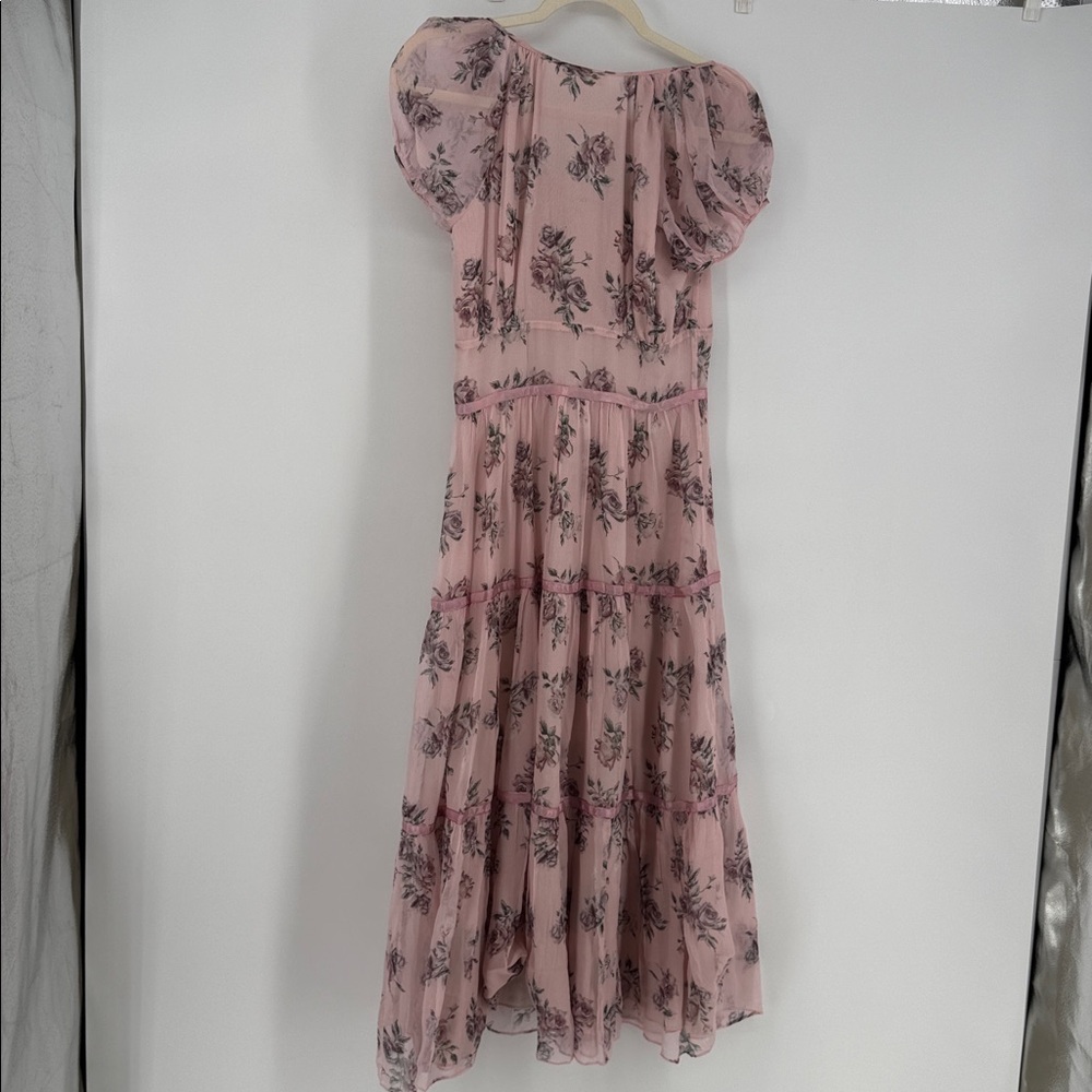 LoveShackFancy Silk Pink Floral Roses & Bows Dress - Picture 7 of 10